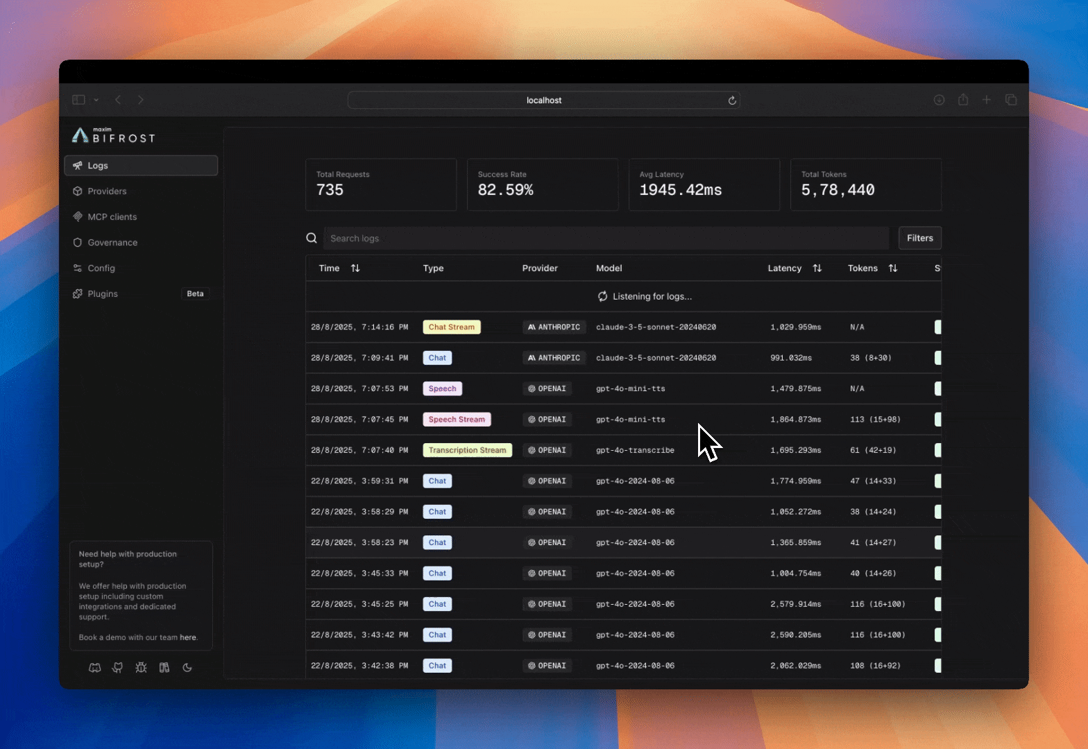 Advanced Log Filtering Interface