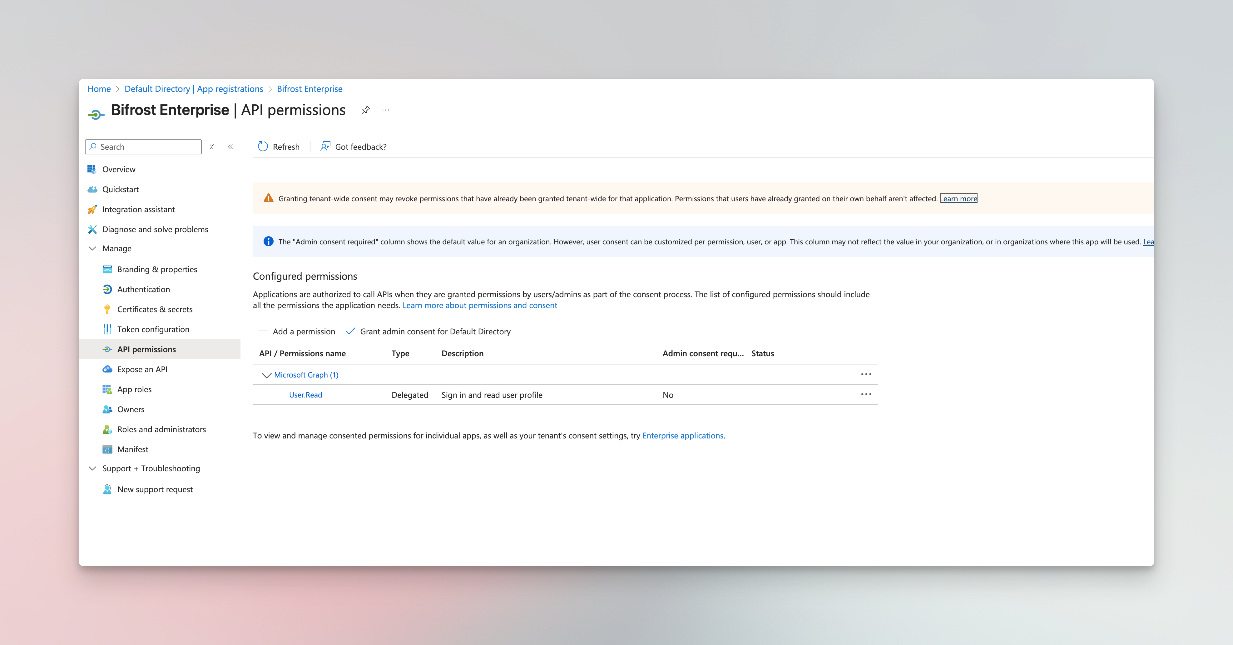 Entra Enterprise API Permissions