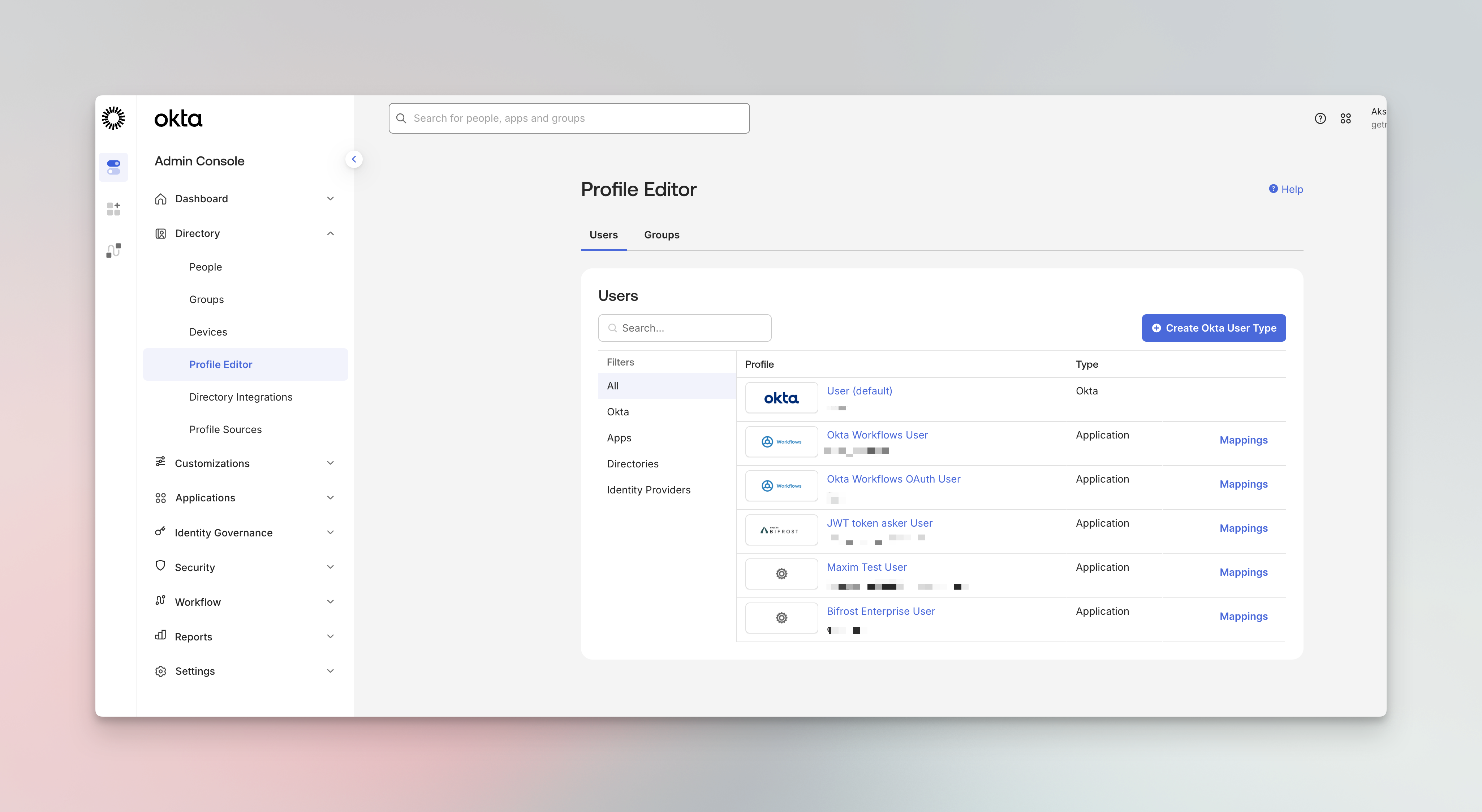 Okta Profile Editor
